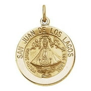 Pendant Necklace 14k Yellow Gold 12mm Polished Round San Juan Of Los Lagos Medal Jewelry for Women