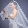 thumbnail image 6 of Women Pure White Wedding Veil 3M Long Embroidered Floral Lace Scalloped Edge Bri, 6 of 7