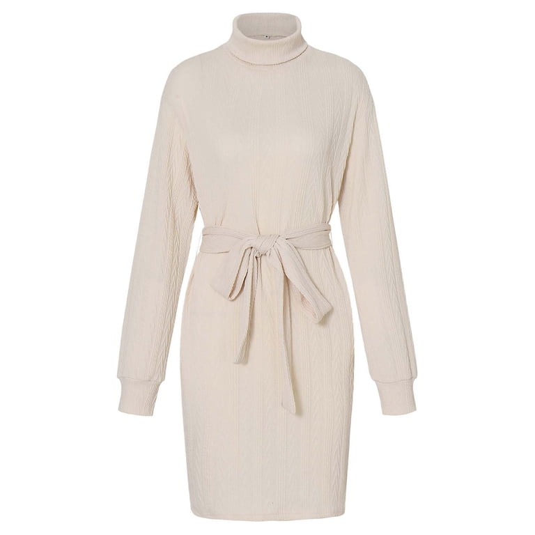 knee length dresses for ladies Florenz Turtleneck Dress - Charcoal - Cashmere