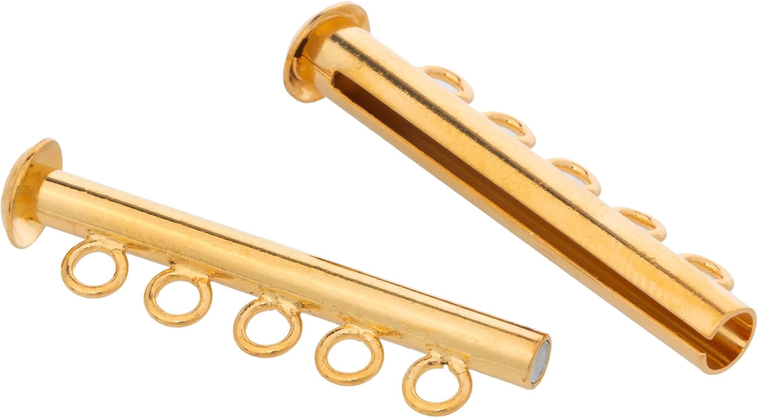 The Beadsmith Magnetic Multi-Strand Slide Lock Clasp - Gold-Plated, 32 mm, 5 Strand Designs, 24pc