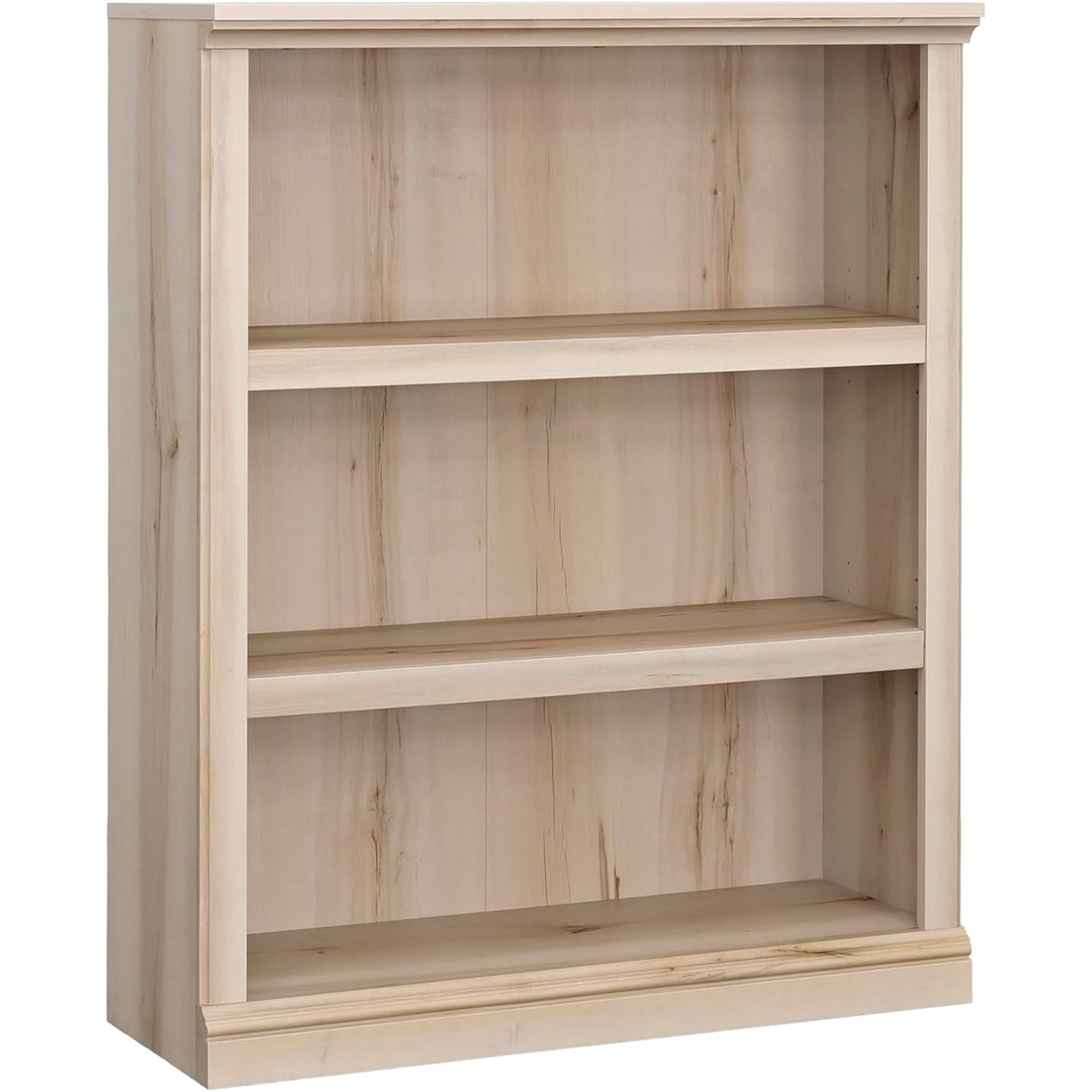 3-Shelf Bookcase, Pacific Maple Finish, Adjustable Shelves for Living Room/Office Storage