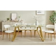 thumbnail image 3 of Lisonu 70.9-inch Modern Rectangular Glass Dining Table, Kitchen Table with Sturdy Gold Metal Legs, Seats 1-6 People for Dining Room, Living Room or Office Use, 3 of 10