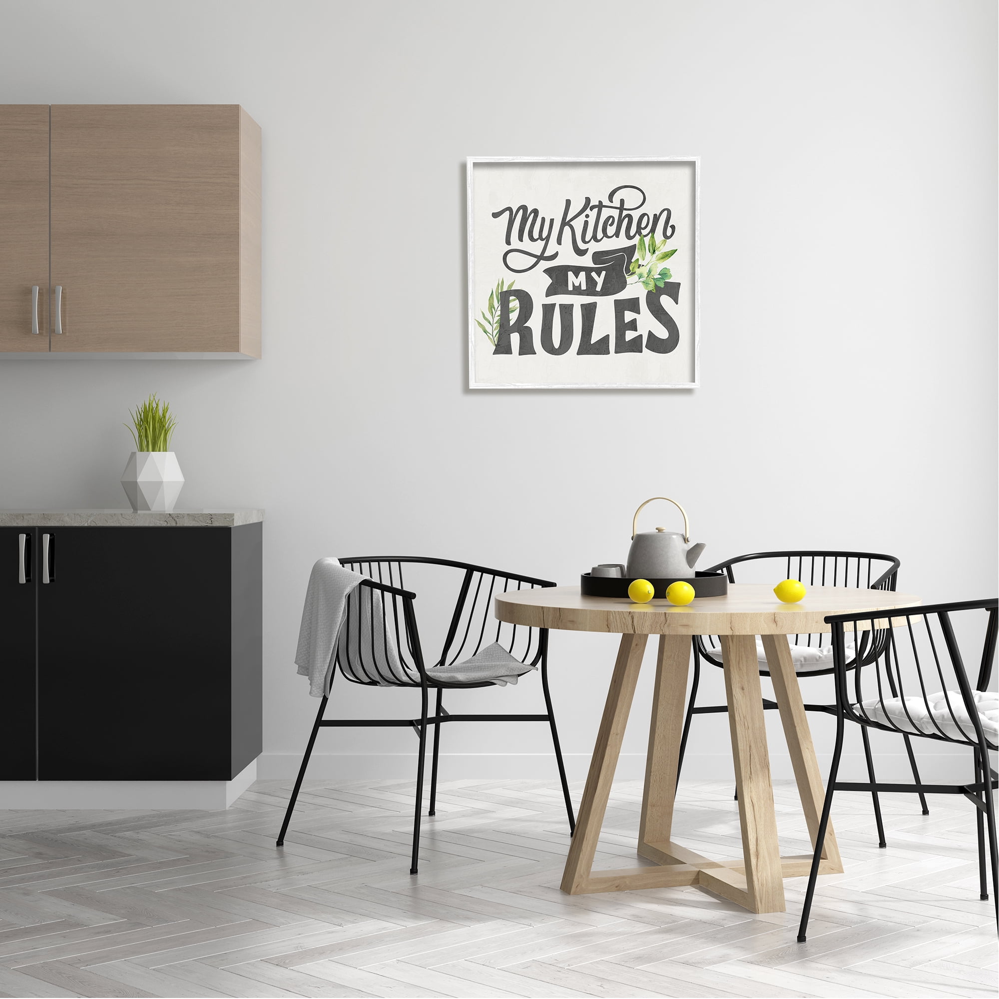 Stupell Industries Retro My Kitchen Rules Food & Beverage Painting White Framed Art Print Wall Art, 24 x 24