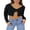 Black, variant on Women Knit Cardigan, Long Sleeve V Neck Buckled Ladies Fall Crop Tops Streetwear