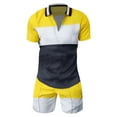 Workout Shirts Men 2 Piece Sets Men's Quick Dry 3D Short Sleeve Suit