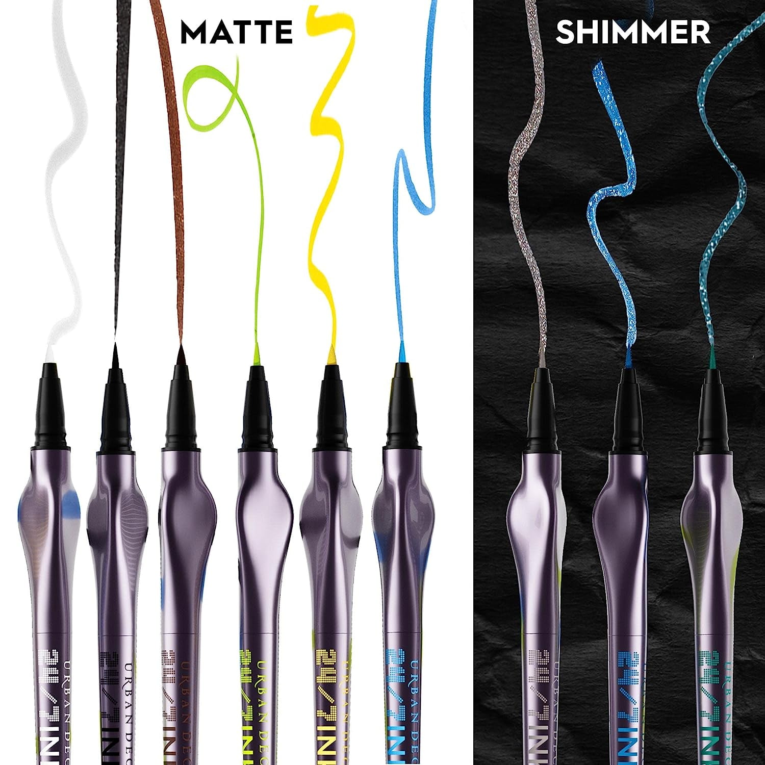 URBAN DECAY 24/7 Inks Liquid Eyeliner Pen Water-Resistant, Smudge-Proof Up to 24HR Wear Ergonomic Grip Vegan & Cruelty Free Hi-Energy (Blue Shimmer, Brush Tip) Hi-Energy (blue shimmer)