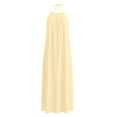 thumbnail image 5 of Zynoxe Backless Dress Women Summer Halter Neck Maxi Dress Solid Color Sleeveless Smocked Flowy Beach Vacation Long Dresses for Women Beige XL, 5 of 8