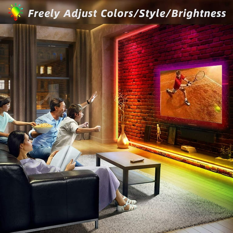 50FT/15M LED Strip Light, Smart RGB 5050 SMD Led Light Strip Music Sync  300LEDs Color Changing Light Strips Bluetooth APP Control with 44-Key  Remote