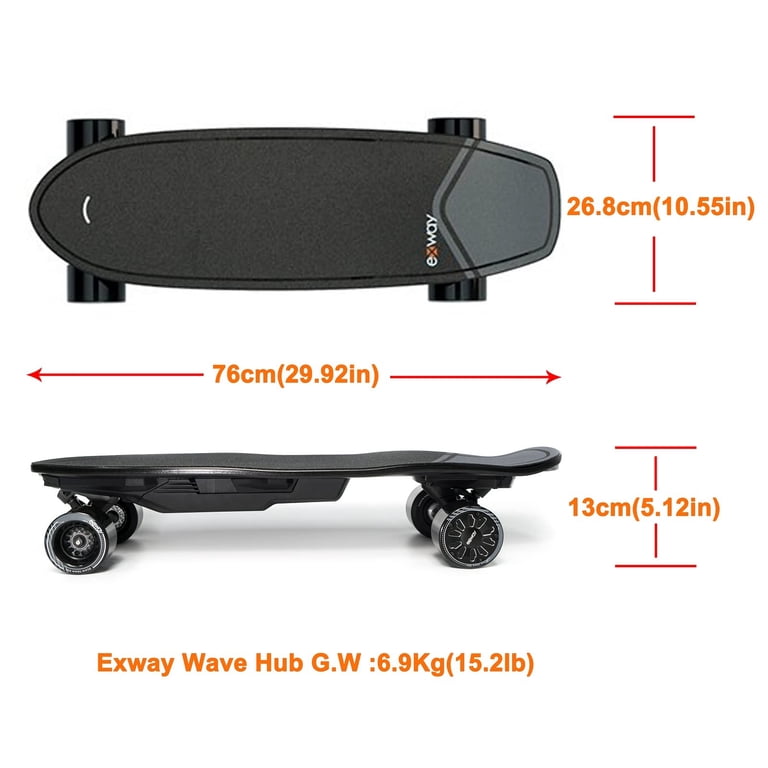 Exway Wave Hub Electric Skateboard, 99wh, 23mph Speed, 12miles