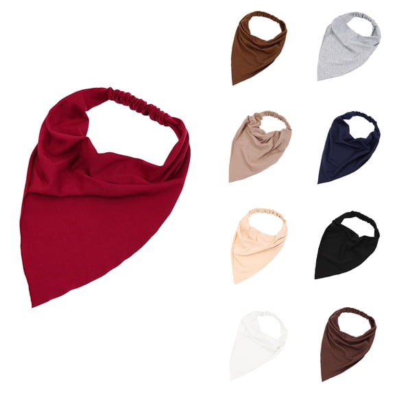Helii Cotton Triangle Headband for Women Elastic Hair Scarf, Stretchy Soft Head Wrap Bandana, Non Slip Solid Color Head Scarf for Yoga Workout Washing Face Daily Black,M