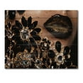 thumbnail image 3 of Designart 'Woman Lips With Golden Jewelry' Modern Print on Natural Pine Wood, 3 of 5