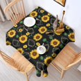 thumbnail image 2 of Black Geometric Sunflower Pattern Square Tablecloth,Waterproof Square Table Cover,Wipeable Spillproof Washable Table Cover for Home Kitchen Party Decor 42"X42"(107x107cm), 2 of 6