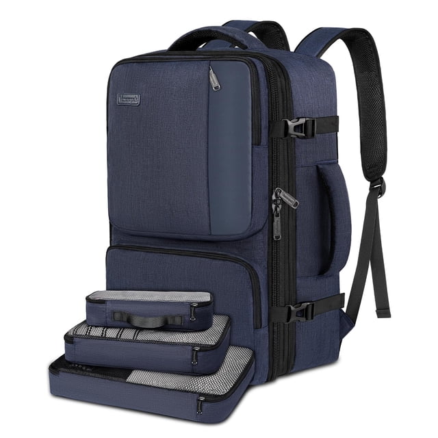 Mochila Vancropak Carry on de 45 litros con 3 cubos de embalaje, color azul