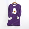 thumbnail image 2 of IROINNID Long Sleeve Shirts for Women Winter Reduced Women's Plush Warm Undershirt Long Sleeve Crewneck Top,Purple, 2 of 3
