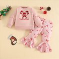 thumbnail image 2 of NOLDARES Infant Baby Girl Fall Clothes Toddler Winter Outfits Ruffle Sleeve Sweatshirts Bell Bottom Pants Headband Set(Light Pink,2-3 Y), 2 of 7