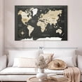 thumbnail image 2 of Elephant Stock Dark Grid World Map Wall Art - Horizontal Canvas Wall Art - Living Room Wall Decor - Map Canvas - Brown And Gray Decor - 51" x 34", 2 of 8