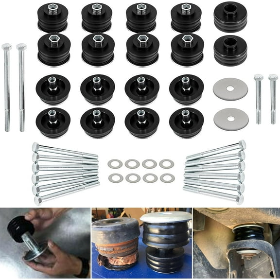 KF04060BK Body Mount Bushing Kit Fits for Ford F250 F350 Super Duty 2008-2016 2WD 4WD Polyurethane Body Cab Mounts & Steel Sleeves & Hardware (Black)