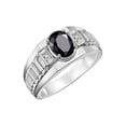thumbnail image 3 of RYLOS Men's Rings Sterling Silver Rings Classic Designer Style 8X6MM Oval Gemstone & Diamond Ring Onyx October Birthstone Rings For Men Size 10, 3 of 7