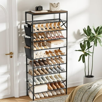 Furinno 3-Tier Foldable Shoe Rack, Pine Solid Wood, Espresso