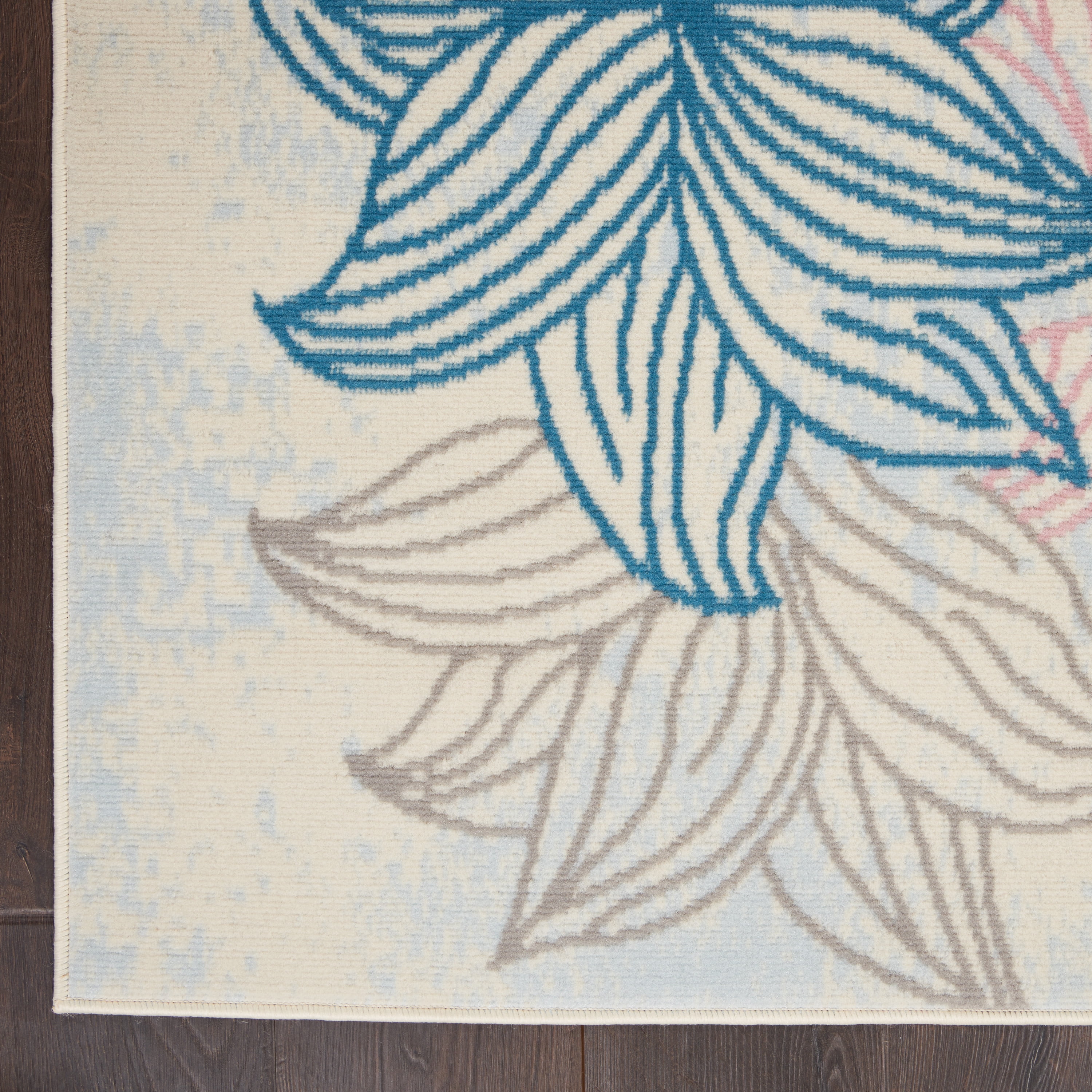 Nourison Bliss Contemporary Floral Ivory/Multicolor 5'3" x 7'3" Area Rug, (5' x 7')