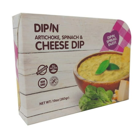 DIPIN - Artichoke, Spinach & Cheese Dip | All Natural | Vegetarian | Non - GMO | Gluten Free | Healthy Snack | Low Calorie | 10 oz. 2 (Best Chips For Spinach Artichoke Dip)