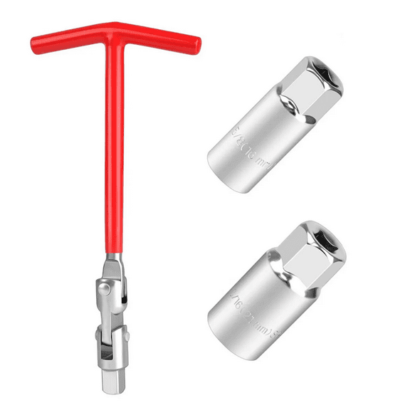 Aochuangtai 3PCS Spark Plug Removal Tool Set - T-Handle Flexible Spanner Socket Wrench (16mm & 21mm) - Essential Tool for Easy Spark Plug Replacement