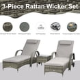 thumbnail image 4 of Wicker Patio Lounger Set with Cushions, Reclining Lounger, Mixed Grey, 4 of 10