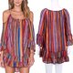 thumbnail image 2 of Verano Arco Iris Impreso Seaside Resort Playa Suelto Gasa Correa Vestido L Likrtyny Mujer, 2 of 6