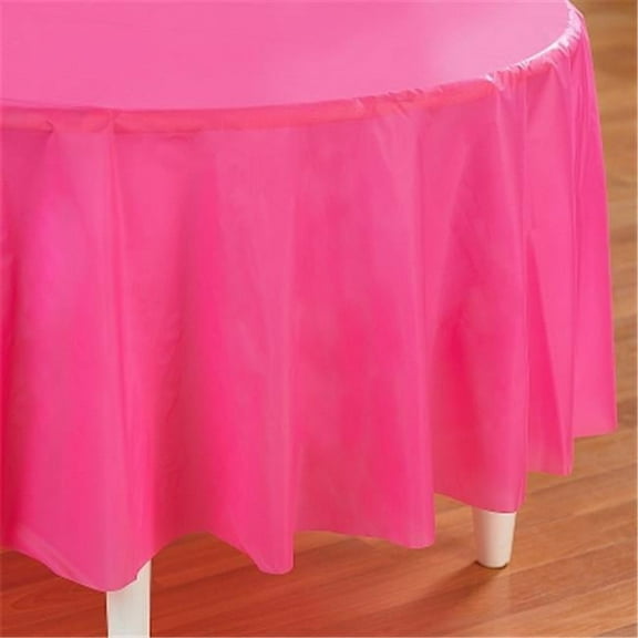 Candy Pink 82" Plastic Round Plastic Tablecloth