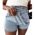thumbnail image 3 of Deliqiba Women Jean Denim Skort Sexy- High Waisted Asymmetrical Short Mini Short Light Blue XL, 3 of 7