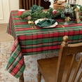 thumbnail image 4 of Check Christmas Fabric Tablecloth Glitz Metallic Jacquard - Decorations Holiday Xmas Table Cloths Rectangle 58 x 120 inch - New Year Table Covers for Party Dining Room Home Gift Idea, 4 of 6