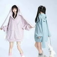 thumbnail image 3 of 2023 Loose Stripe Rabbit Ear Knitted Hoodies Women Hooded Zip up Sweatshirts Y2k Autumn Cute Cardigan Coat Kpop Kawaii Clothes, 3 of 5