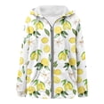 thumbnail image 4 of Bibifish Womens Lemon Floral Print Full Zip Hoodies Long Sleeve Hoodies Drawstring Hood Loose Fit Casual Picnics Bright Hooded Tops With Pockets, 4 of 6