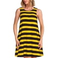 thumbnail image 1 of Balery Bee Stripe Vestidos de verano para mujer con estampado: vestido holgado sin mangas, vestido playero informal y cómodo para días calurosos., 1 of 7