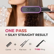 فرشاة فرد الشعر Tymo Ring، مشط فرد الشعر المصنوع من السيراميك المضاد للحروق، التحكم في التجعد واللمعان الناعم، جهد مزدوج، أسود، مع حقيبة سفر