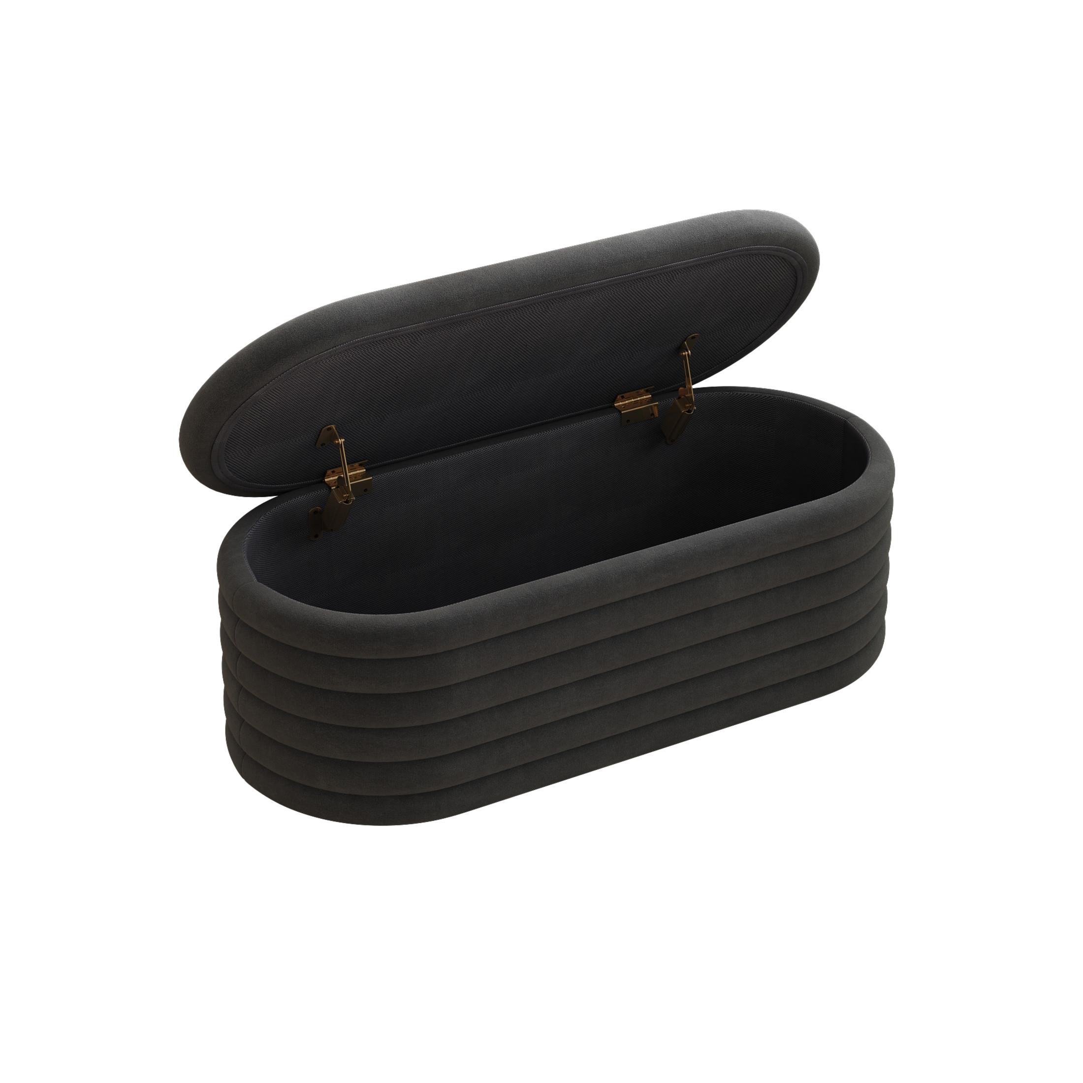 Noble House 40" Chenille Storage Ottoman Bench, Upholstered Flip-Top with Hinge, for Bedroom, Living Room, Black