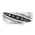 thumbnail image 4 of White Sterling Silver Ring Band Men's Diamond Round Black, 4 of 6