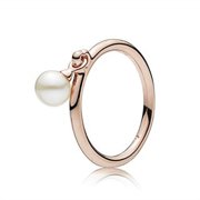 Pandora Rose Gold with Pearl Charm Ring, Size 5