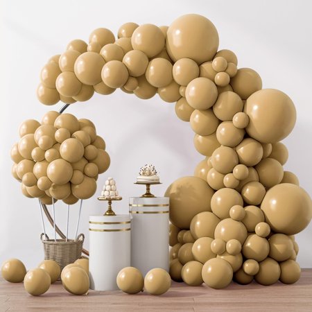 FF. 129pcs Metallic Gold Balloons Different Sizes 18 12 10 5 Inch Latex Balloon Garland Arch Kit for Party Graduation Wedding Holiday Happy Birthday Decoration
