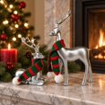 thumbnail image 5 of 2Pack Silver Resin Christmas Deer Figurines,Shimmer Reindeer Statue,Tabletop Elk Ornament for Mantel Cabinet Living Room Winter Holiday Decoration, 5 of 6