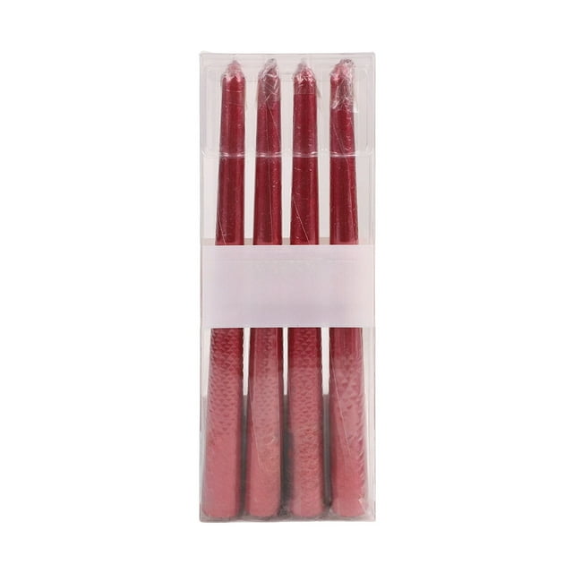 Chandelles Rouges Effilées 4 Pcs/boîte Filet Rouge Restaurant Placage Fil Chandelle, Chandelles à Tige de 25 cm pour Décoration de Mariage Romantique, Cire pour Chandelles