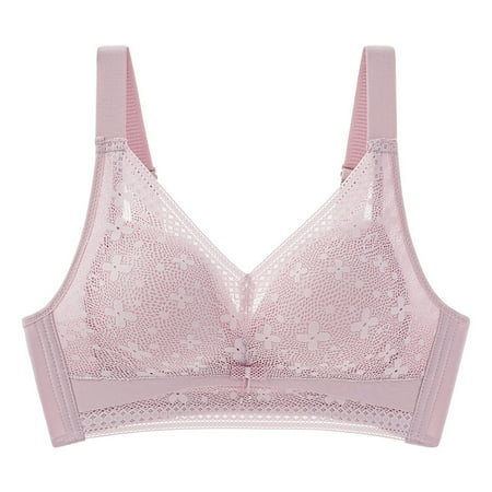 Bigersell Cami Bras for Women On Sale Running Sports Bras for Women Balconette Bra Style B1605 V-Neck Full-Coverage Bras Hook and Eye Bra Closure Tall Size Plus Size Bras for Women Wireless Purple 44