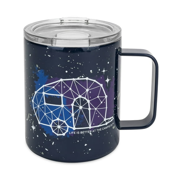 Camco 53310 Life is Better at the Campsite Stainless Steel Mug with Lid - 14 oz., Constellation