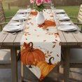 thumbnail image 6 of Burnt Orange Pumpkins Fall Table Runner Linen Burlap Table Runner 60 Inches Long Thanksgiving Maple Leaves Autumn Rustic Dresser Scarves for Kitchen Island Coffee Dining Room Party Decor 13"x60", 6 of 8