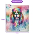 thumbnail image 5 of Hippie Cavalier King Charles Spaniel Portrait Watercolor Tie-Dye Vintage Styles Quilt Blanket Dog Lover Gifts Cozy Comforter Throw Blanket - 00014, 5 of 5