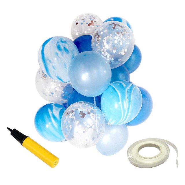 20pcs Set Agate Confetti Latex Balloon Set para Decoración de Cumpleaños Photo Prop Azul