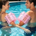 thumbnail image 5 of Heavy Duty Summer Inflatable Pool Float with Glitter Stripes and Double Air Chambers for Pool and Beach Fun,Pink, 5 of 5