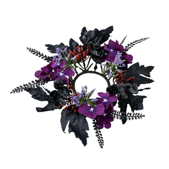 CASAFUN Black Wreath for Front Door, Halloween Wreath Twig Wreath Halloween Garland Outdoor Halloween Decorations, Glitter Black Wreaths Halloween Decor Party Props