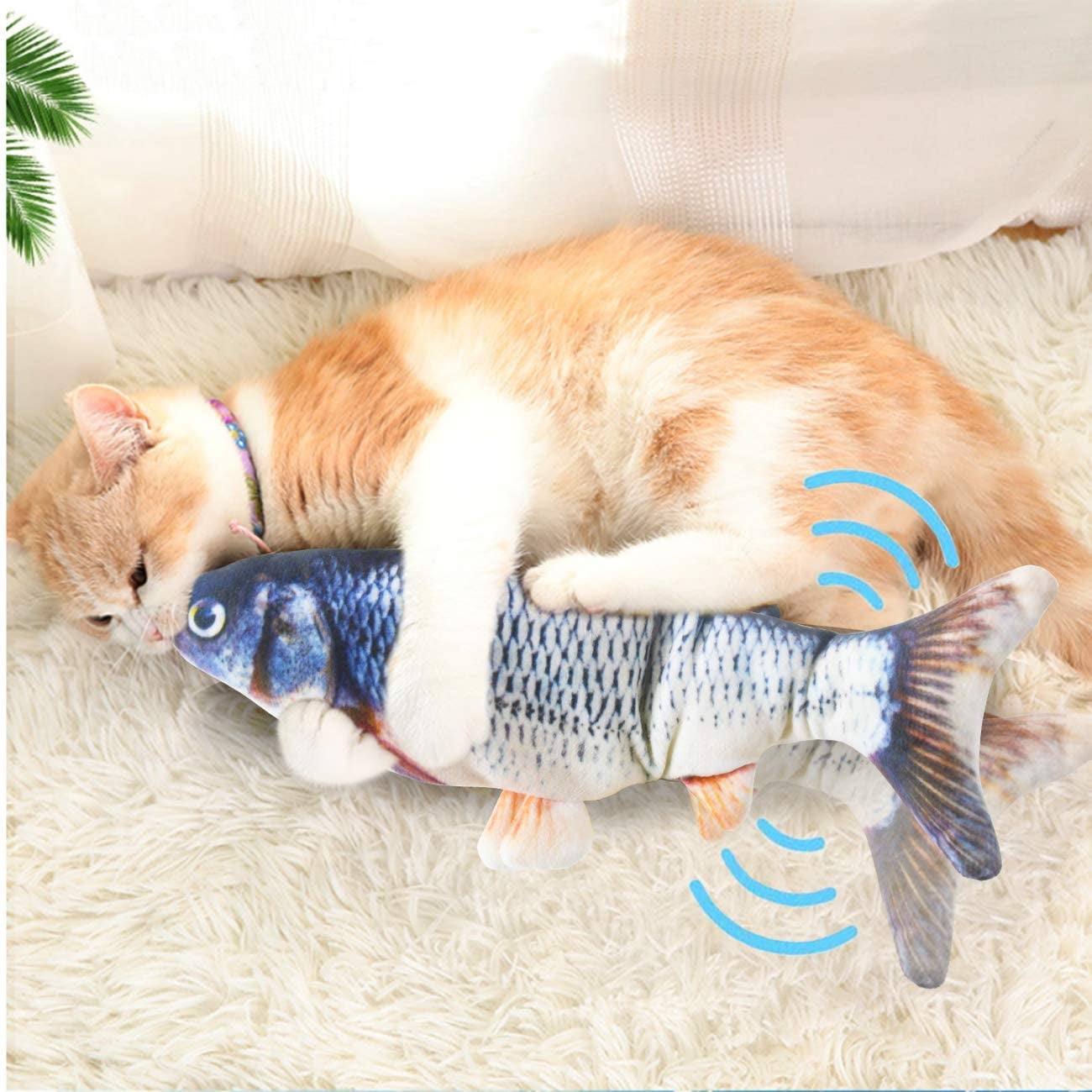Cat Interactive Toy 4 Pcs Cat Toys Electric Artificial Moving Fishes Cat Teasing Toy Kitten Toys 