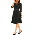 thumbnail image 4 of INSPIRE CHIC Women's V Neckline Dress Pockets Elegant Dresses with Belt, 4 of 5